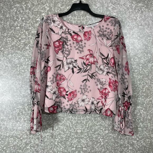 Cupcakes & Cashmere Women's Pink Floral Coquette Blouse - Size Large - Romantic - Picture 2 of 8